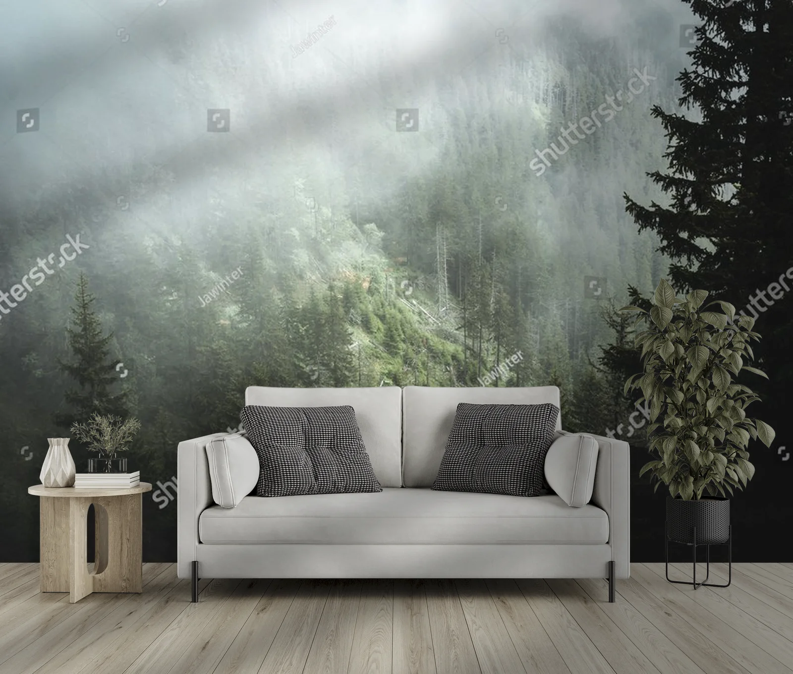 Misty Pine Forest in Ethereal Shades