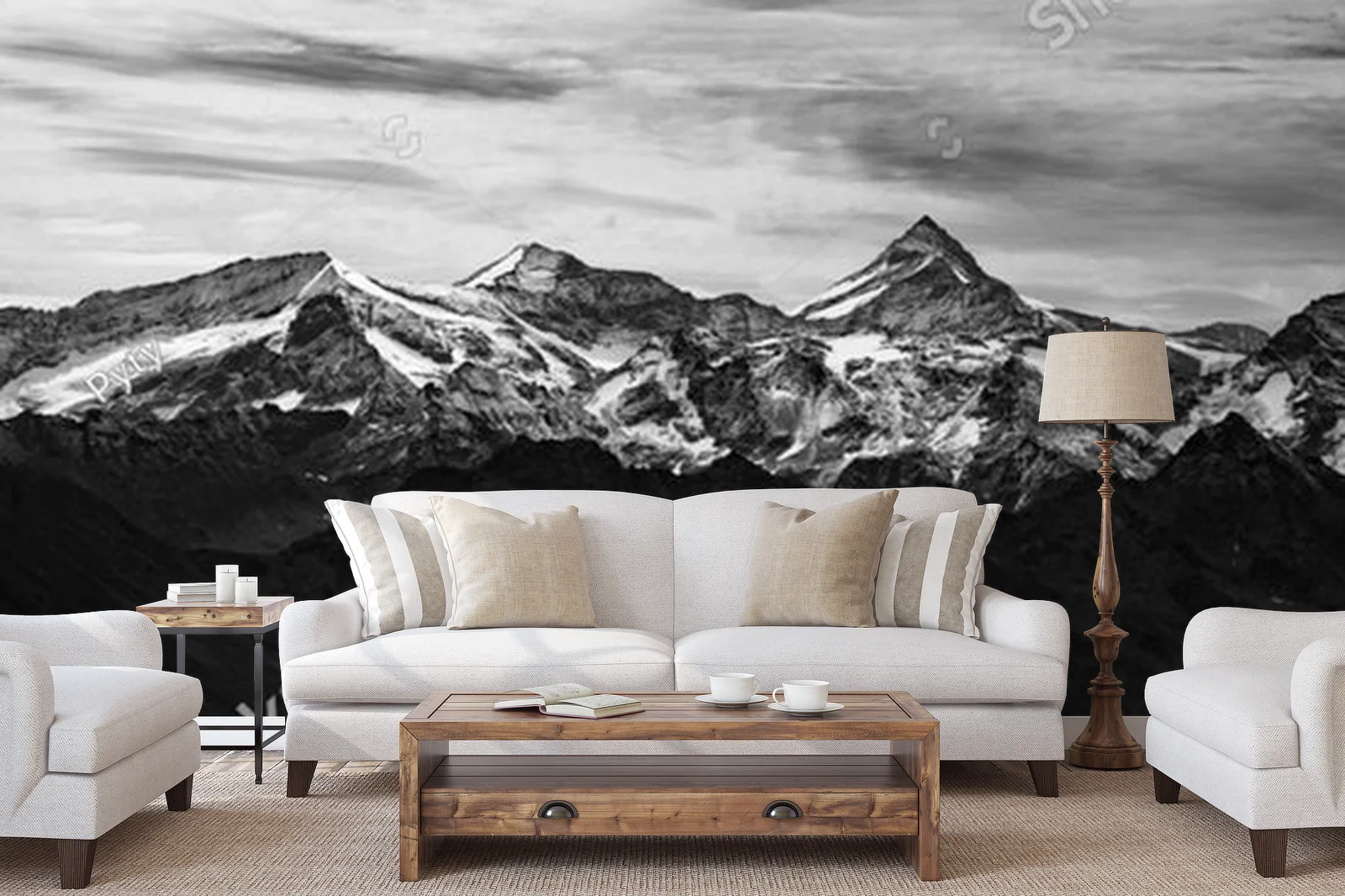 Majestatyczna panorama alpejska w monochromatycznej tonacji
