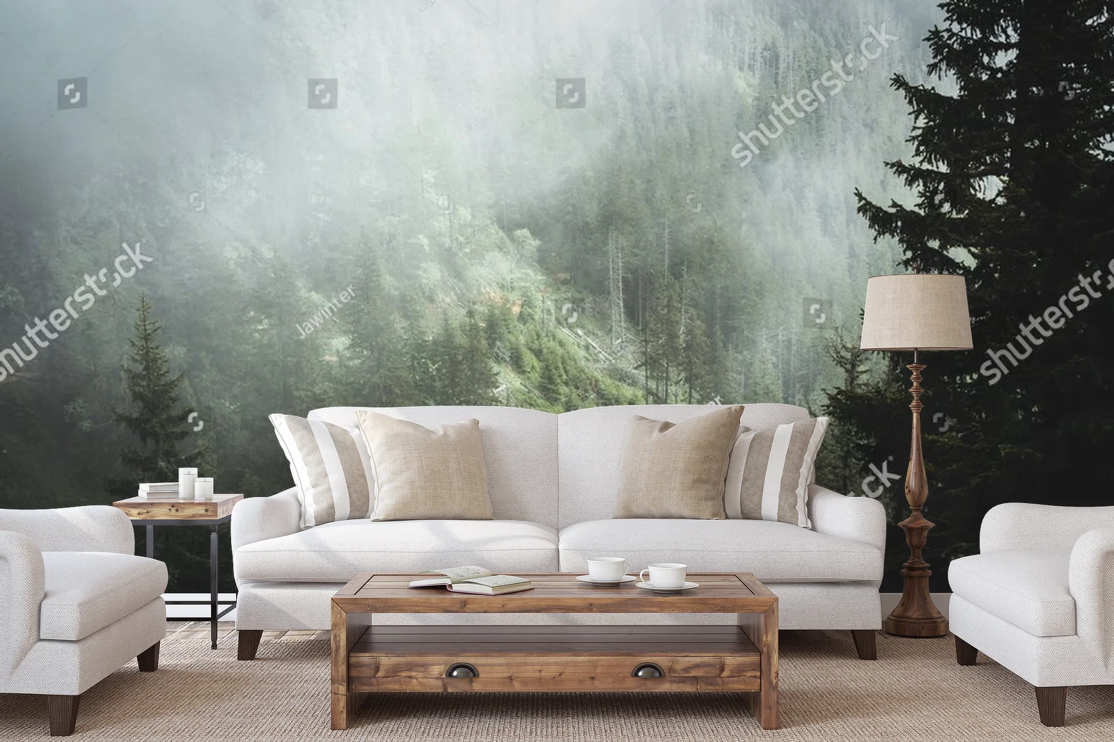 Misty Pine Forest in Ethereal Shades