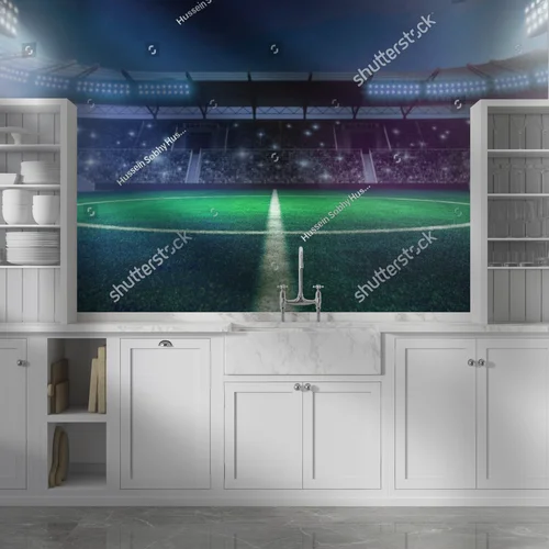 Opustoszały stadion w głębokich barwach sportu