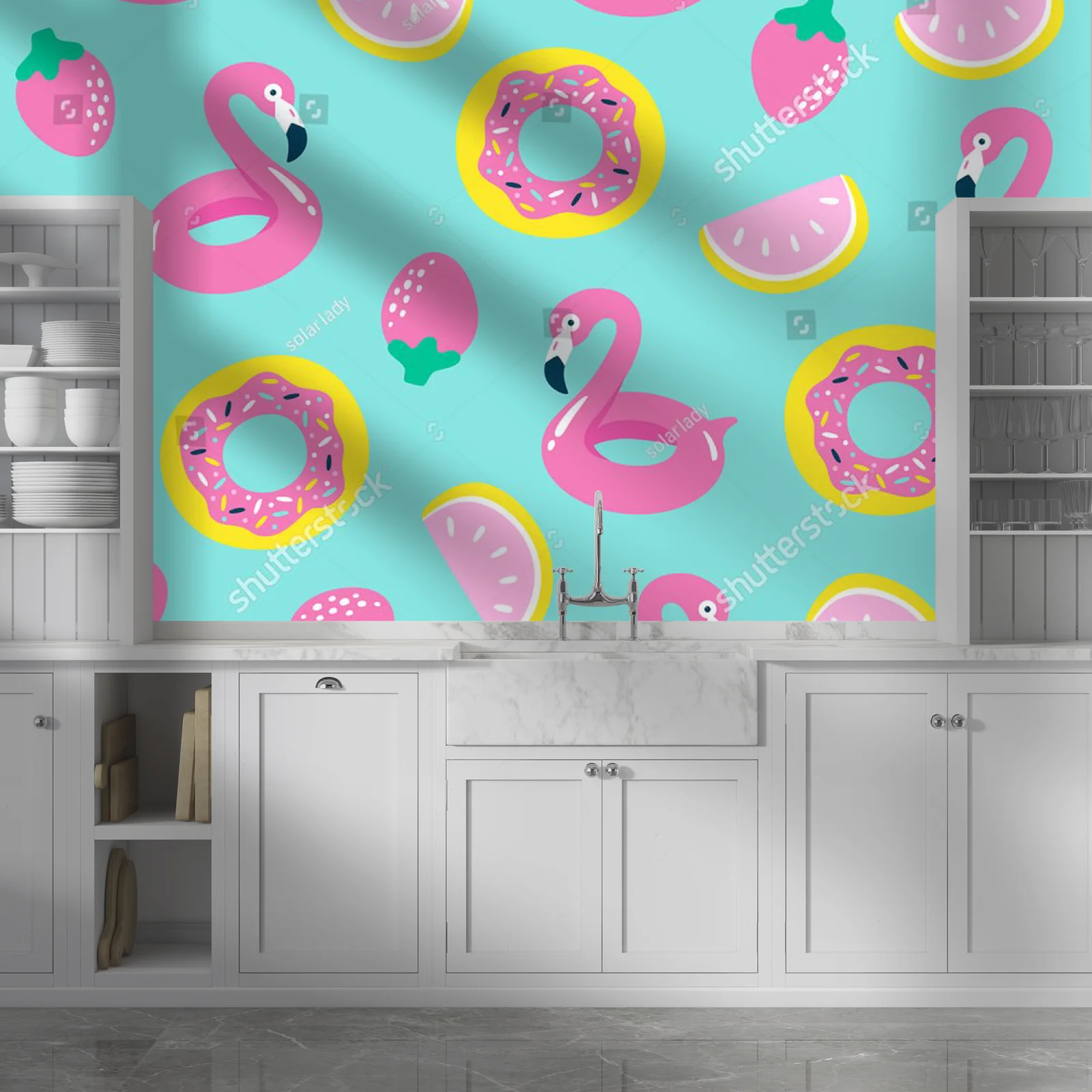 Letnie przygody z flamingami w pastelowych kolorach