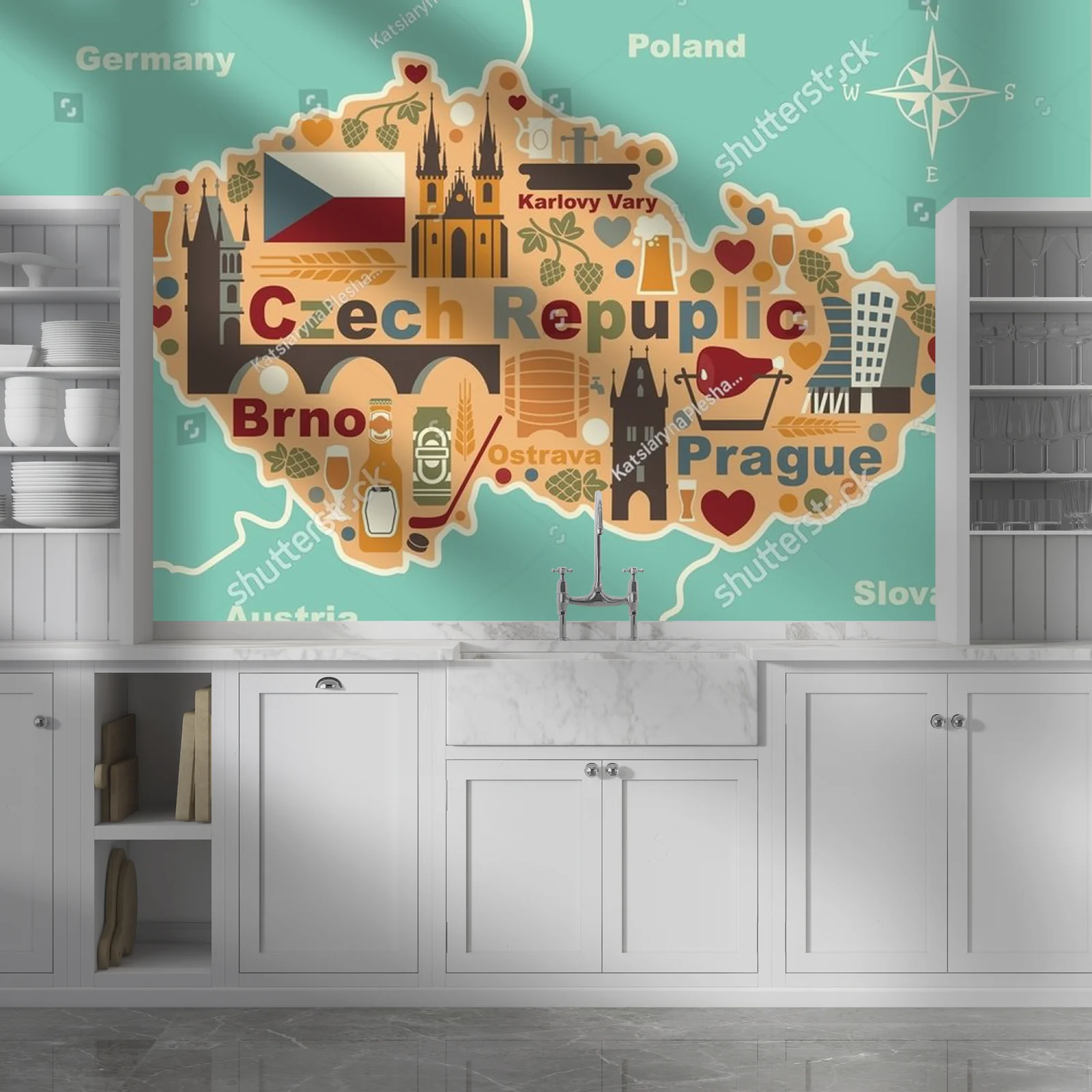 Czeska mapa pełna tradycyjnych symboli