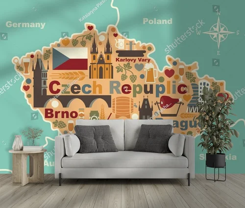 Czeska mapa pełna tradycyjnych symboli
