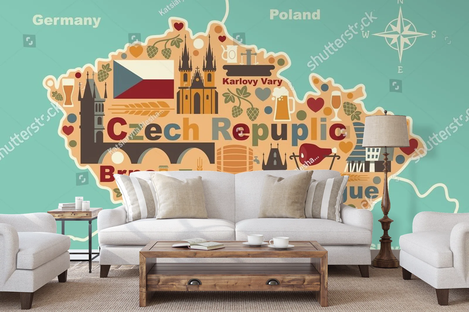Czeska mapa pełna tradycyjnych symboli