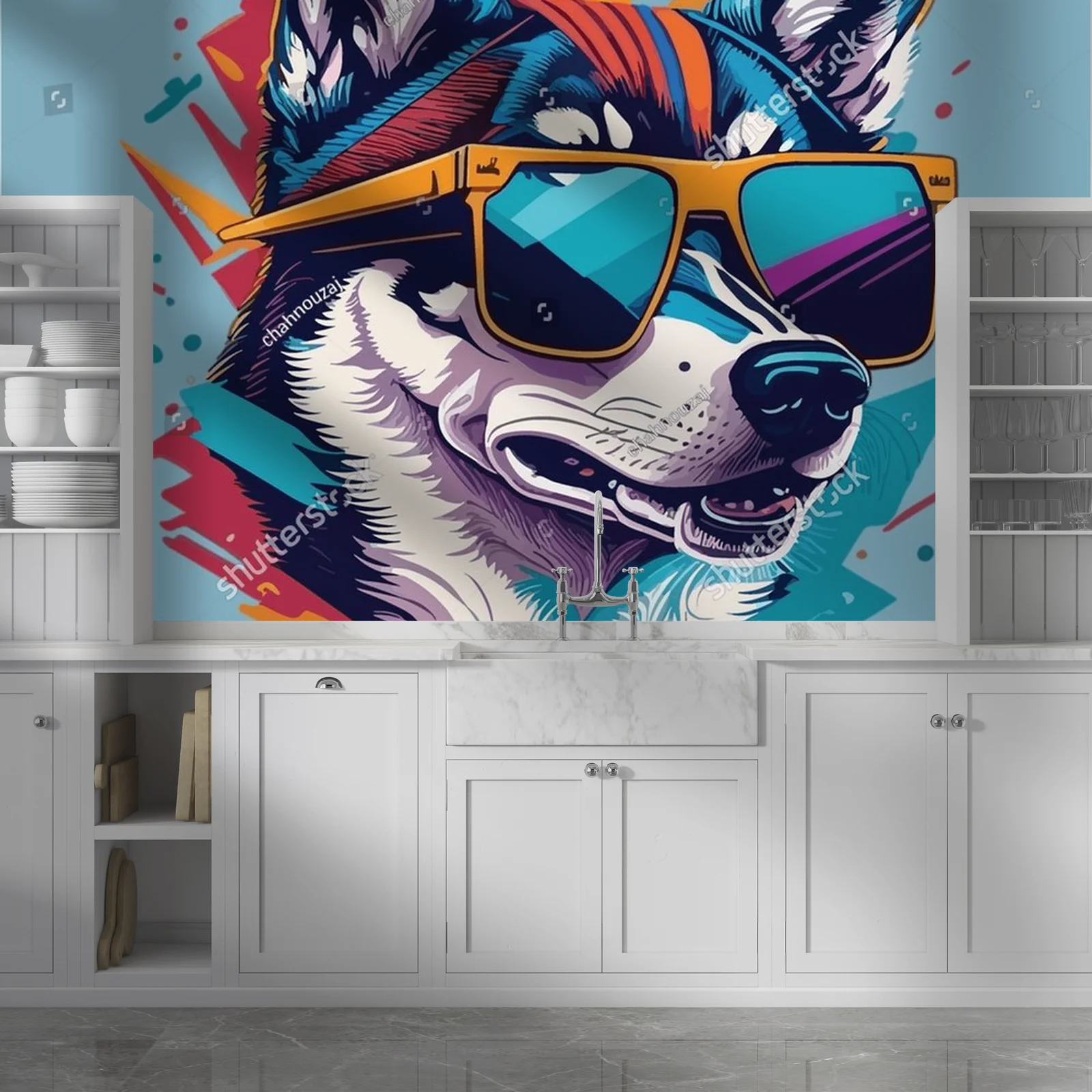 Stylowy husky w odcieniach turkusu