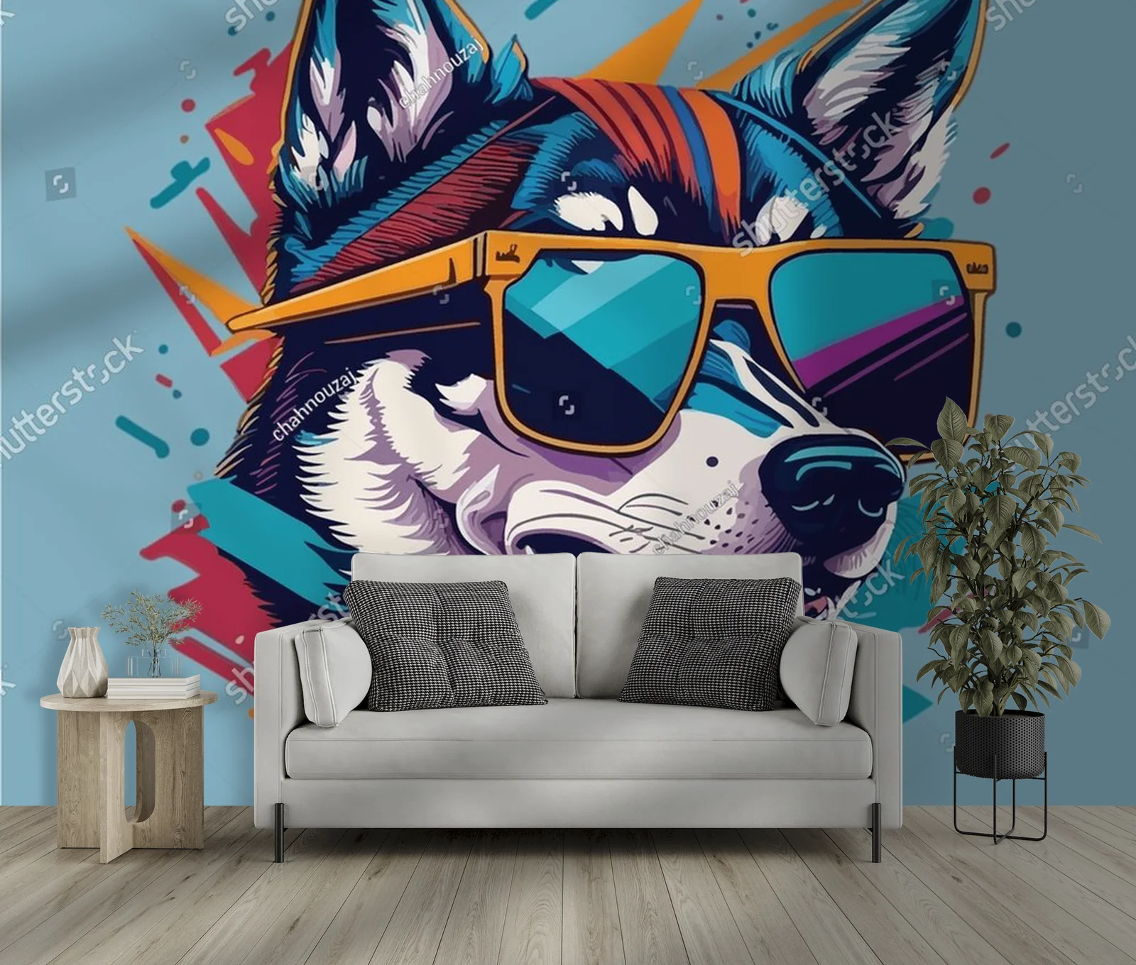 Stylowy husky w odcieniach turkusu