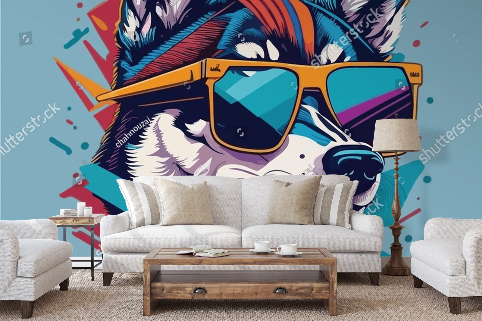 Stylowy husky w odcieniach turkusu