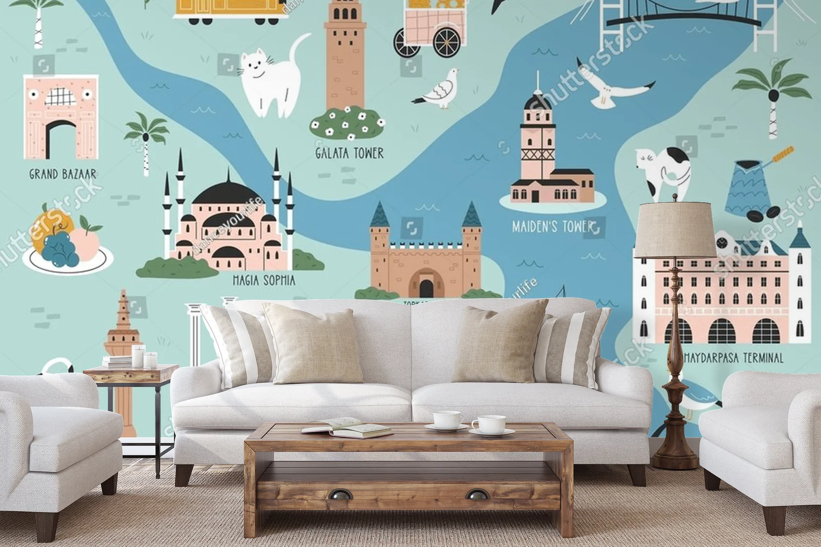 Zachwycająca mapa Istanbul w pastelowych odcieniach