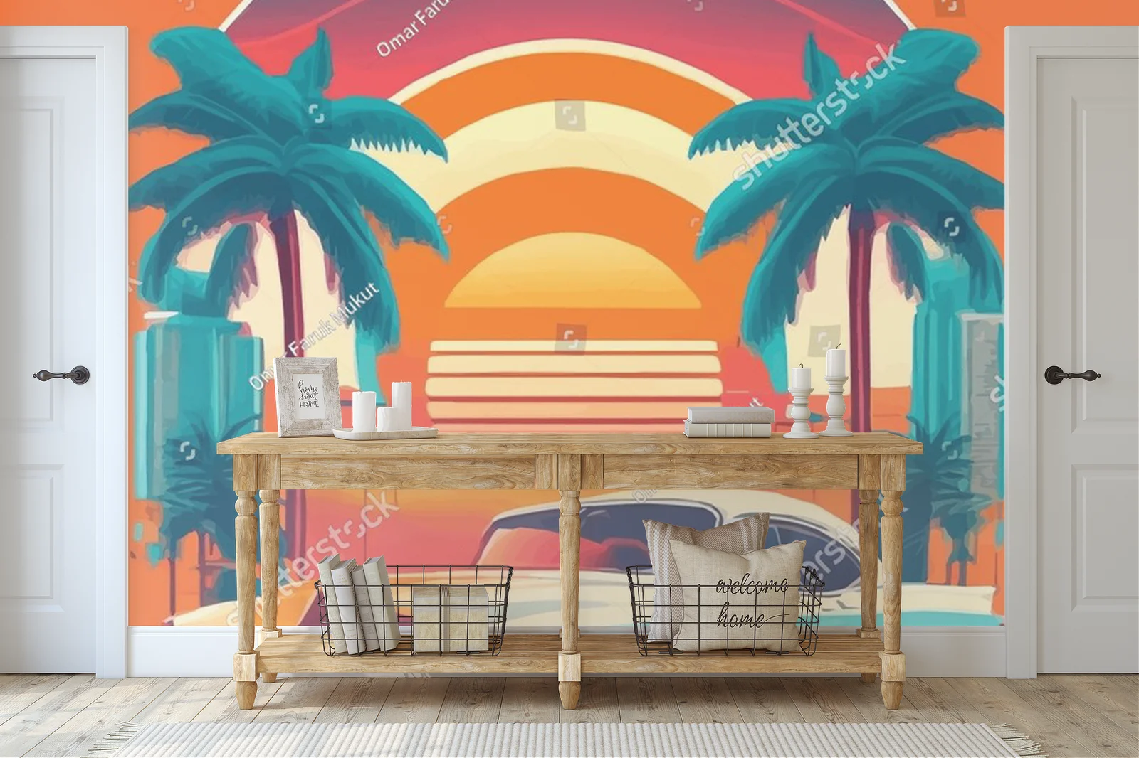 Miłość do klasyki: retro samochód na tle Miami
