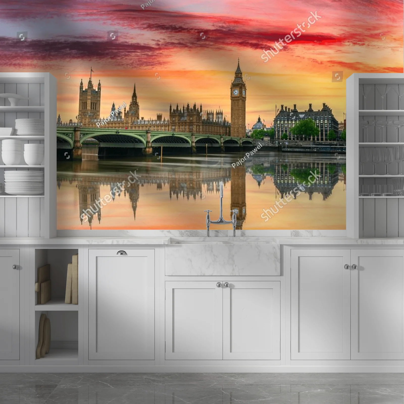 Wschód słońca nad Big Benem i Westminster Bridge