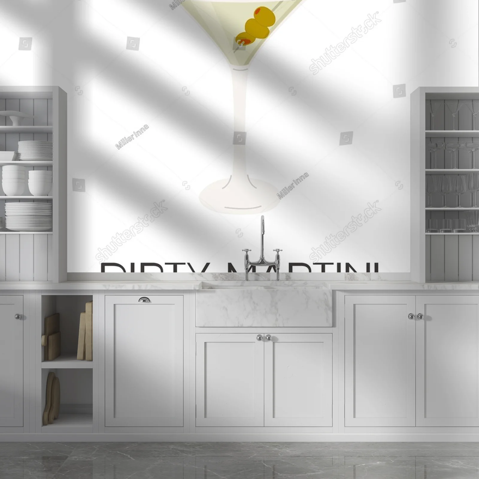 Elegancki Dirty Martini w minimalistycznej aranżacji