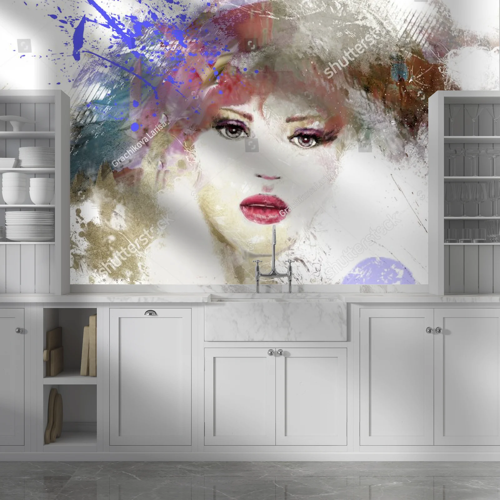 Ethereal Beauty: Hand-Painted Portrait of a Woman