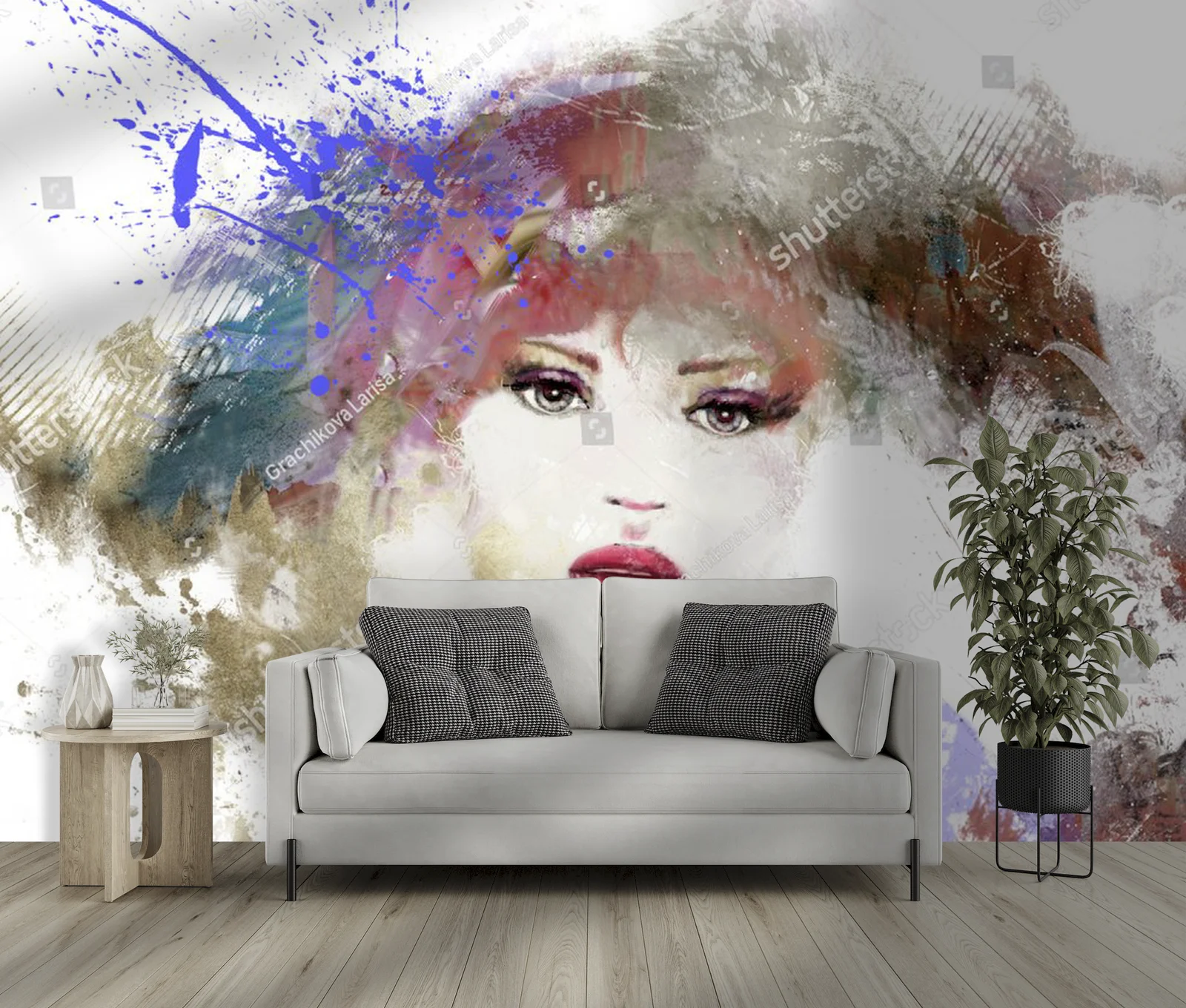 Ethereal Beauty: Hand-Painted Portrait of a Woman