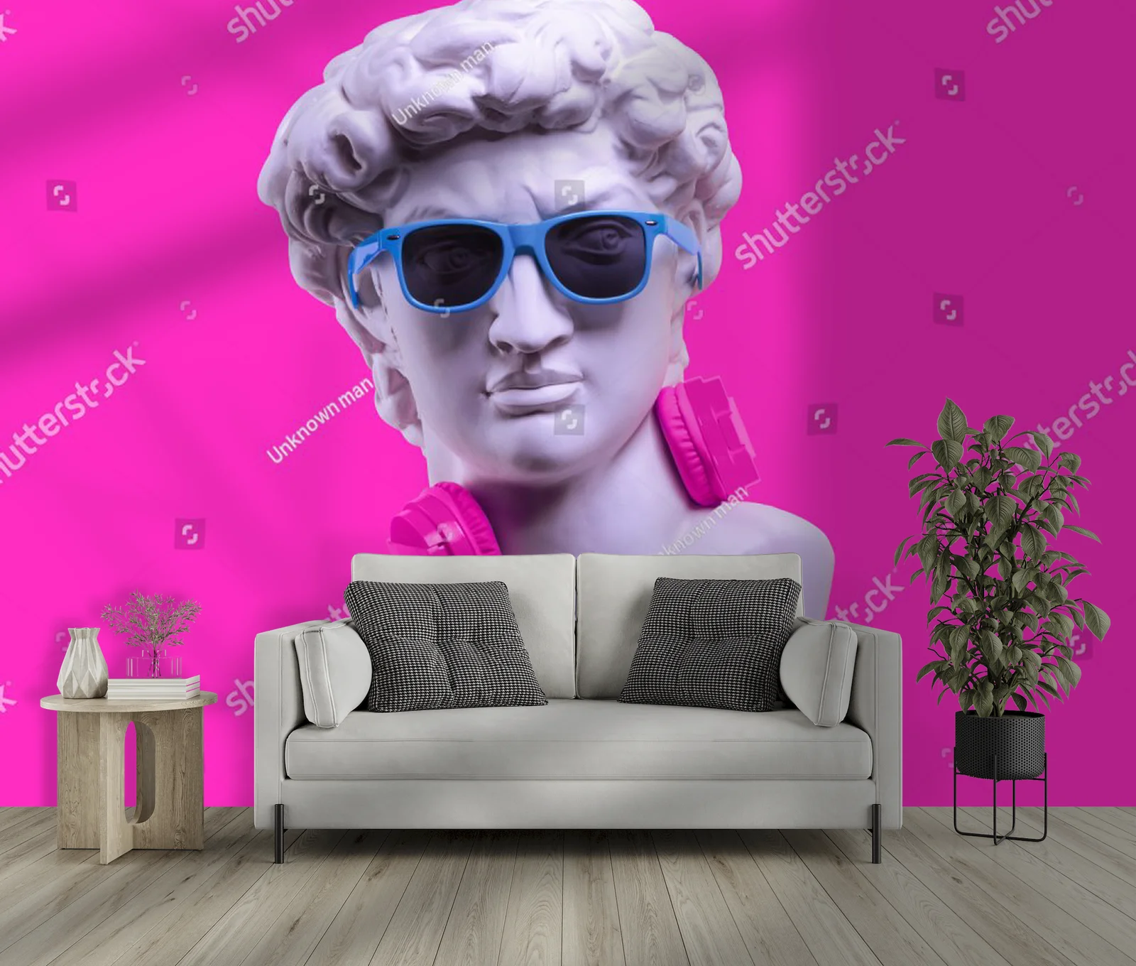 Nowoczesny David z okularami w intensywnym różu