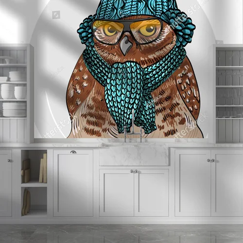 Urokliwy sowa w hipsterskim stylu