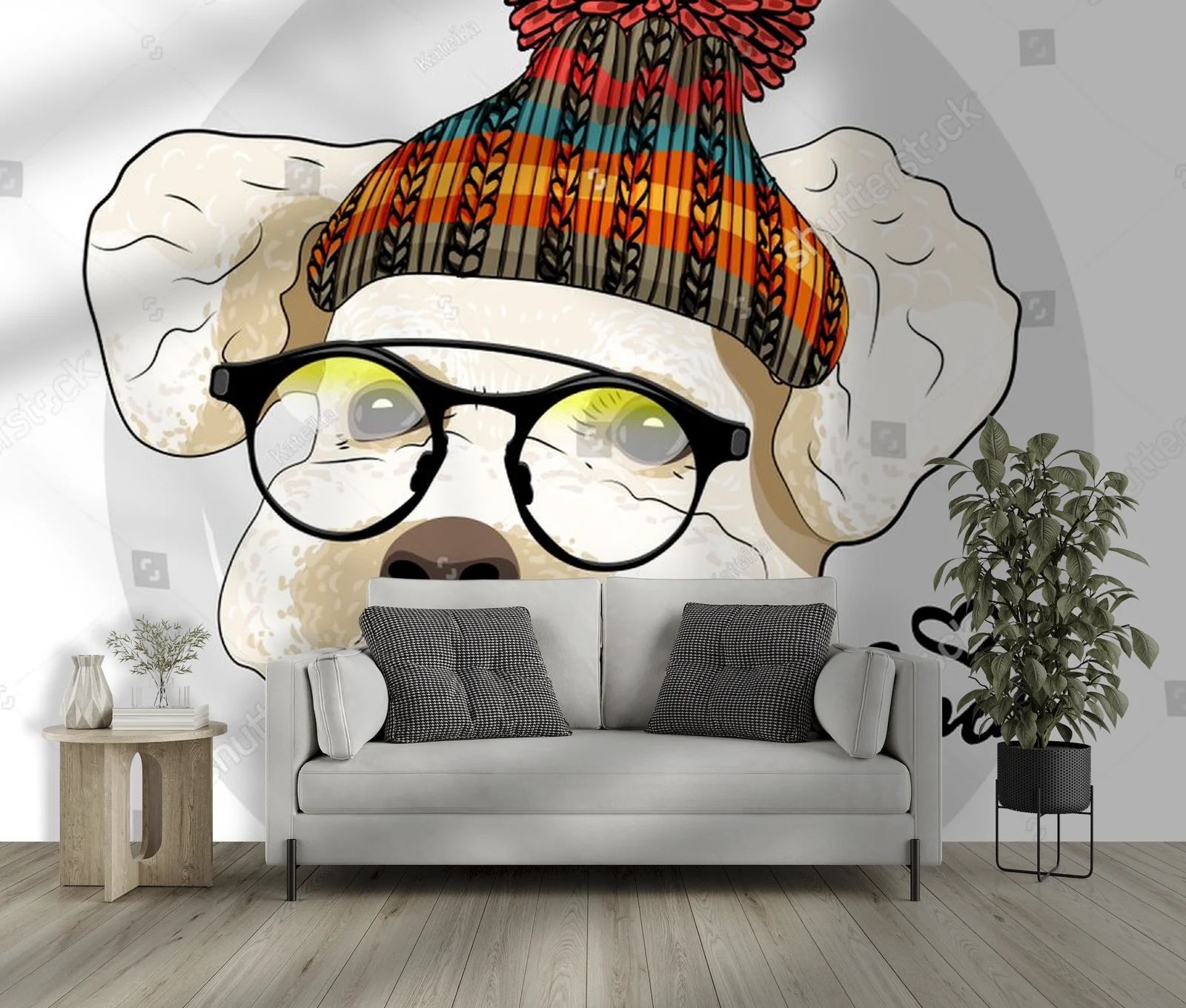 Stylowy pies w modnych akcesoriach