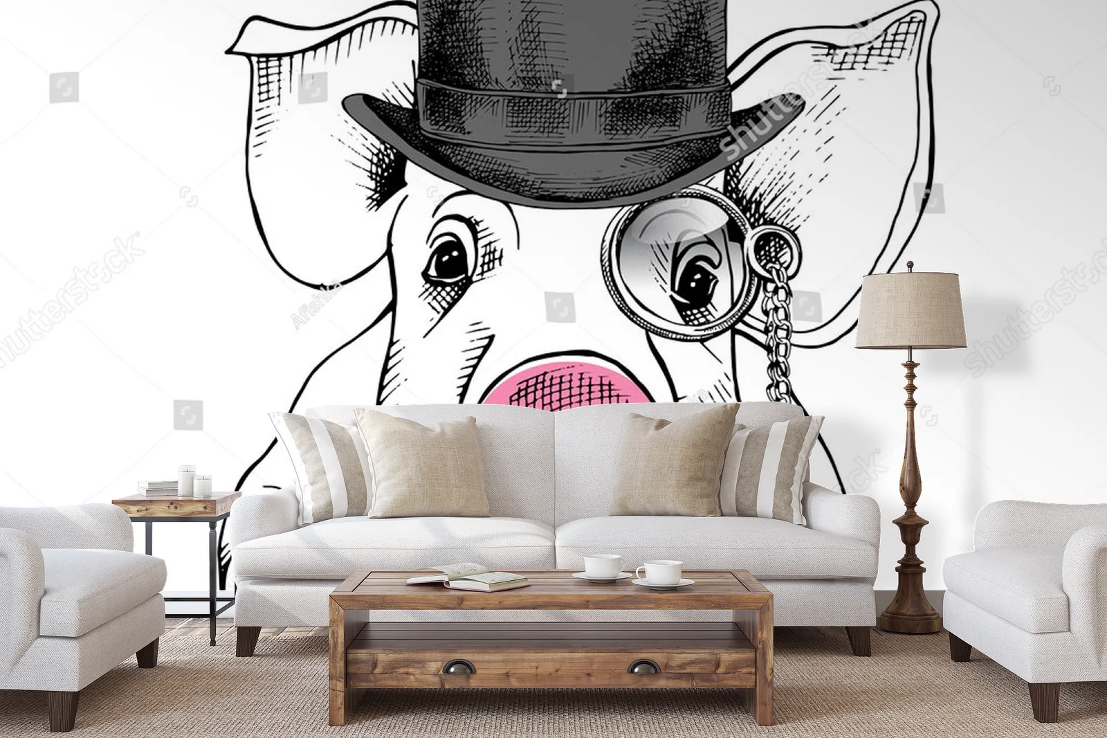 Elegancki portret stylowego prosiaczka