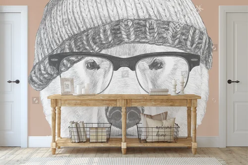 Urokliwy portret białego misia w zimowej stylizacji