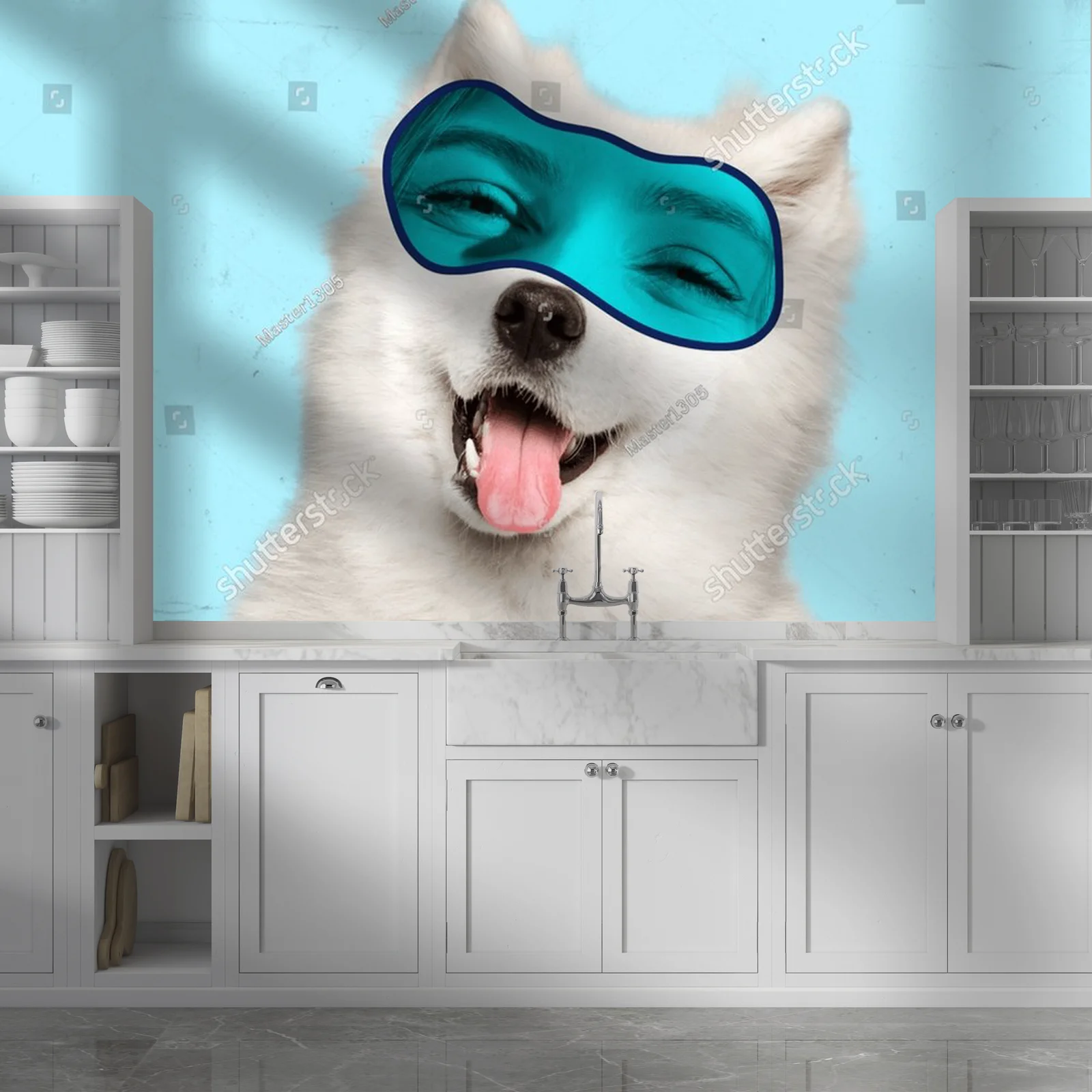 Urokliwy husky w surrealistycznym stylu