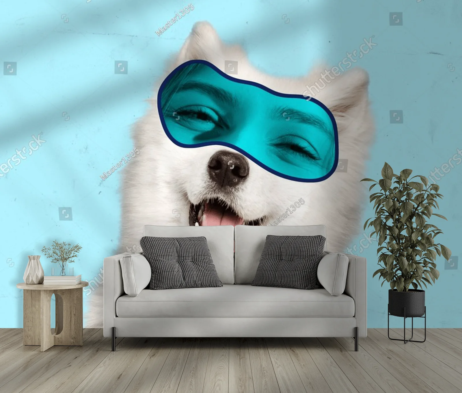 Urokliwy husky w surrealistycznym stylu