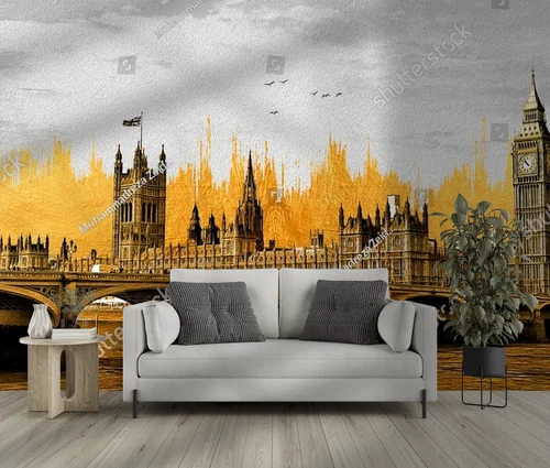 Złota panorama Londynu z Big Benem