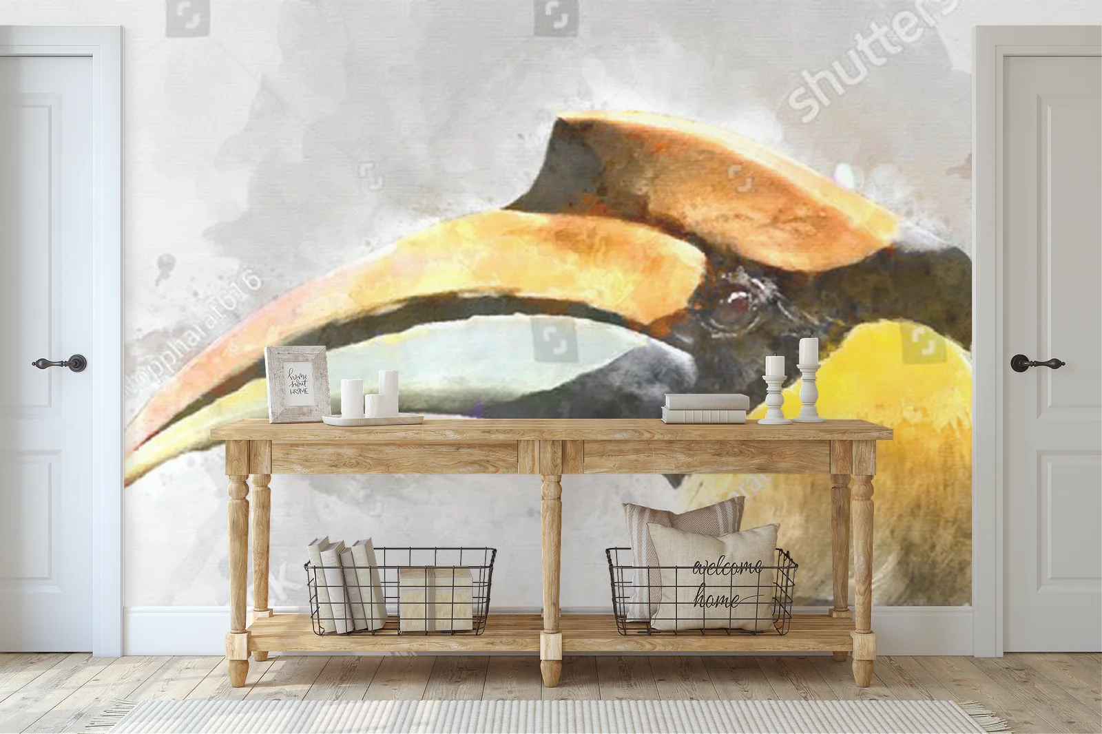 Zjawiskowy hornbill w odcieniach leśnej szarości