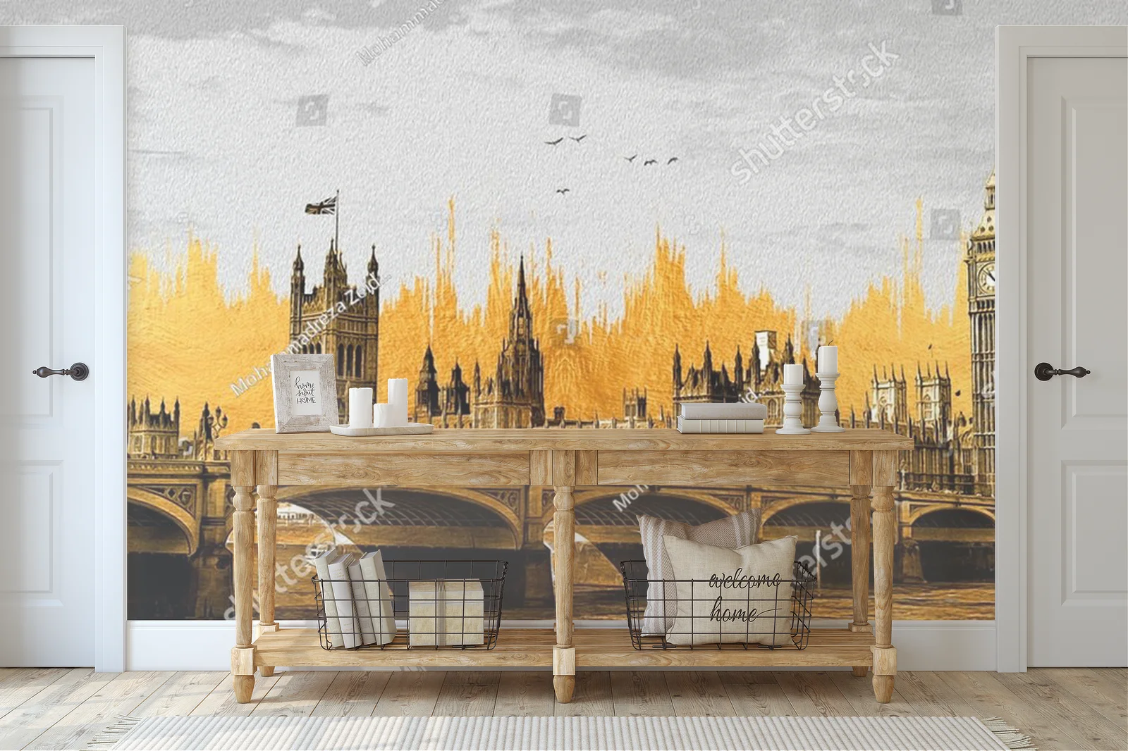 Złota panorama Londynu z Big Benem