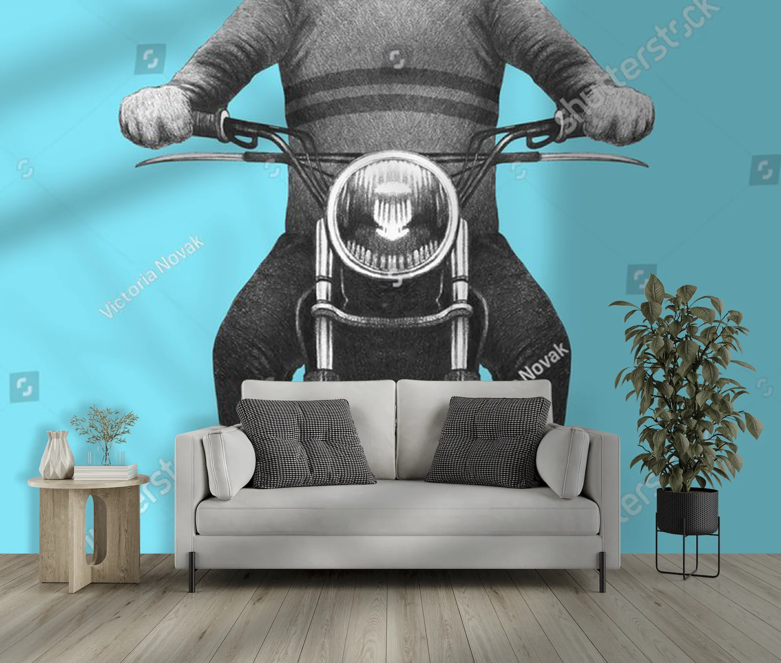 Uroczy tygrys na motocyklu w pastelowych odcieniach