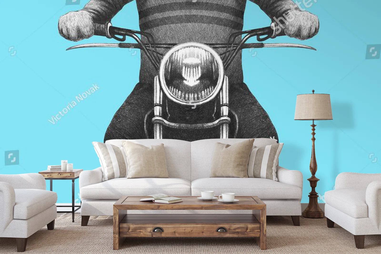 Uroczy tygrys na motocyklu w pastelowych odcieniach
