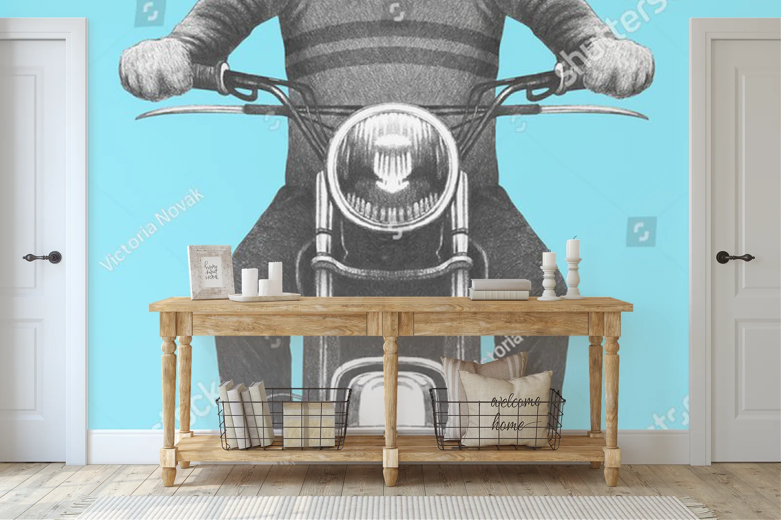 Uroczy tygrys na motocyklu w pastelowych odcieniach