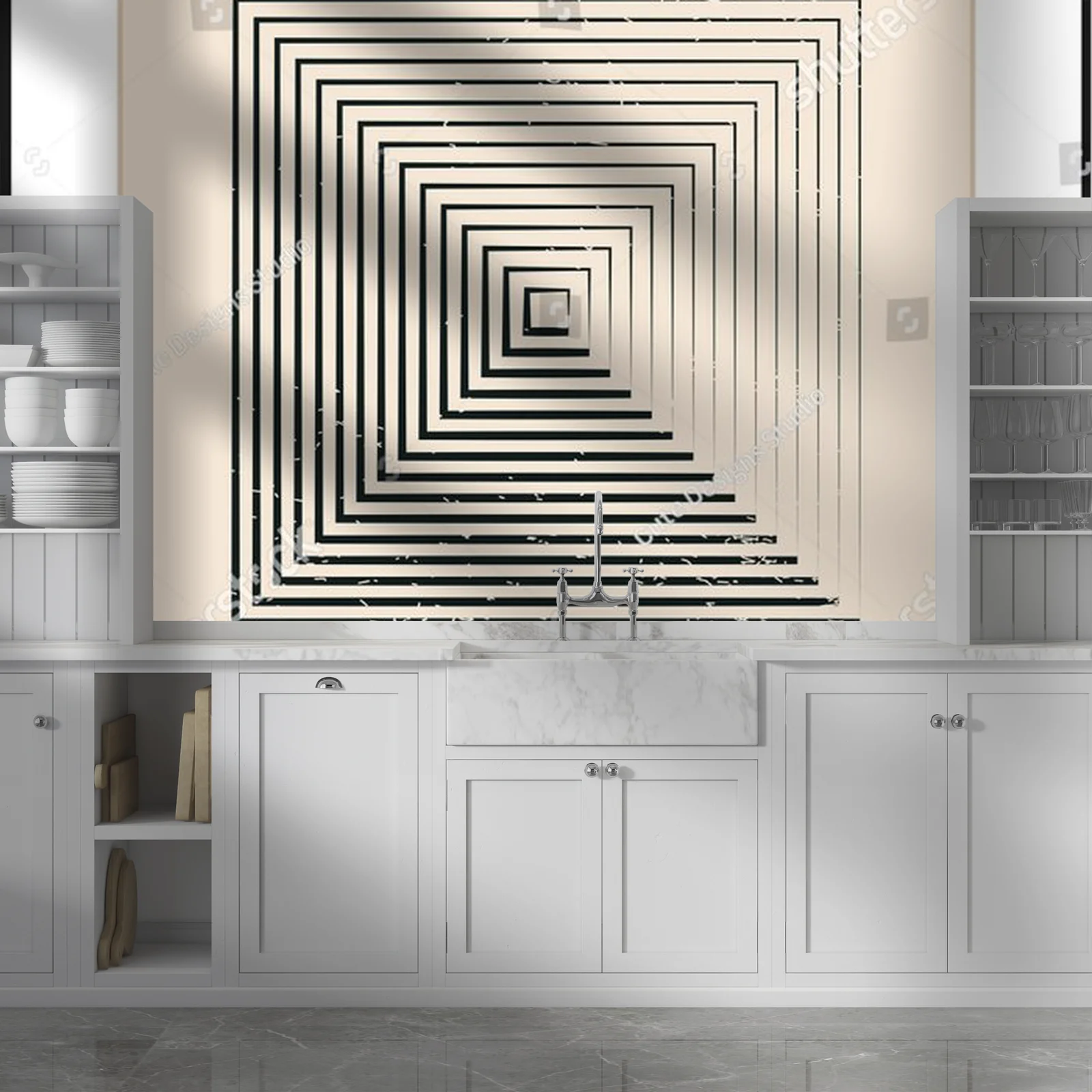 Geometria lat 20. w delikatnych, pastelowych tonach