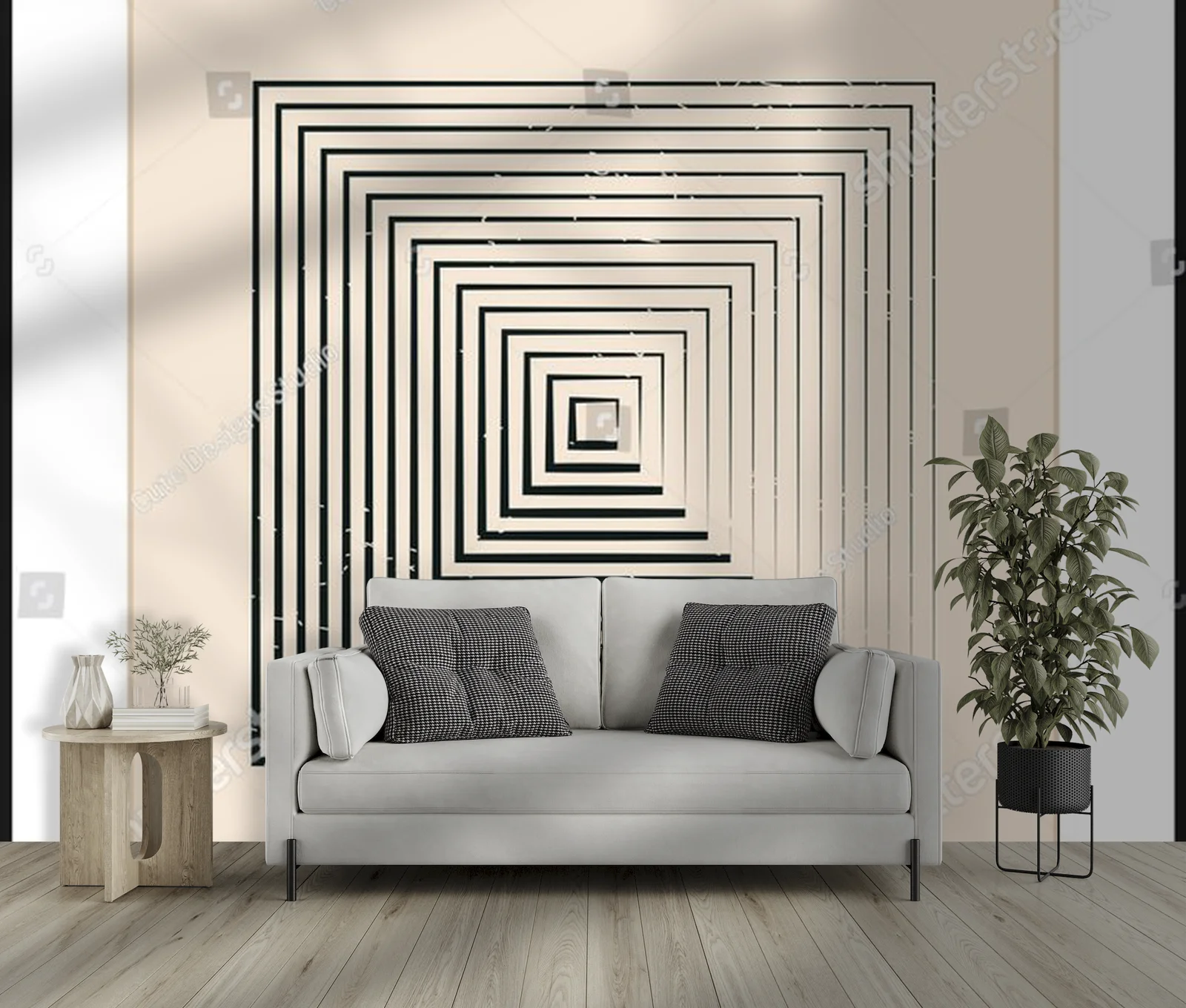 Geometria lat 20. w delikatnych, pastelowych tonach