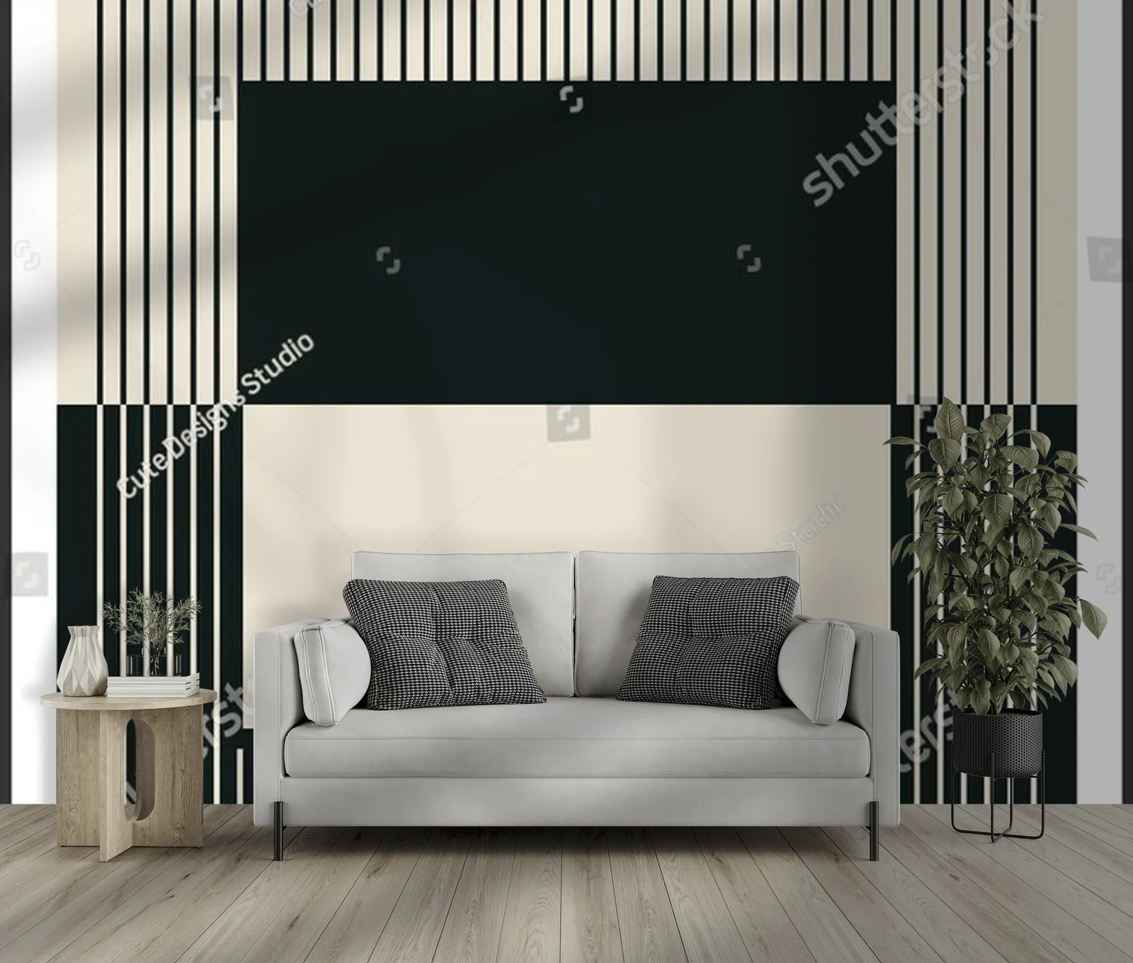 Geometryczny styl lat 20-tych w monochromatycznej aranżacji