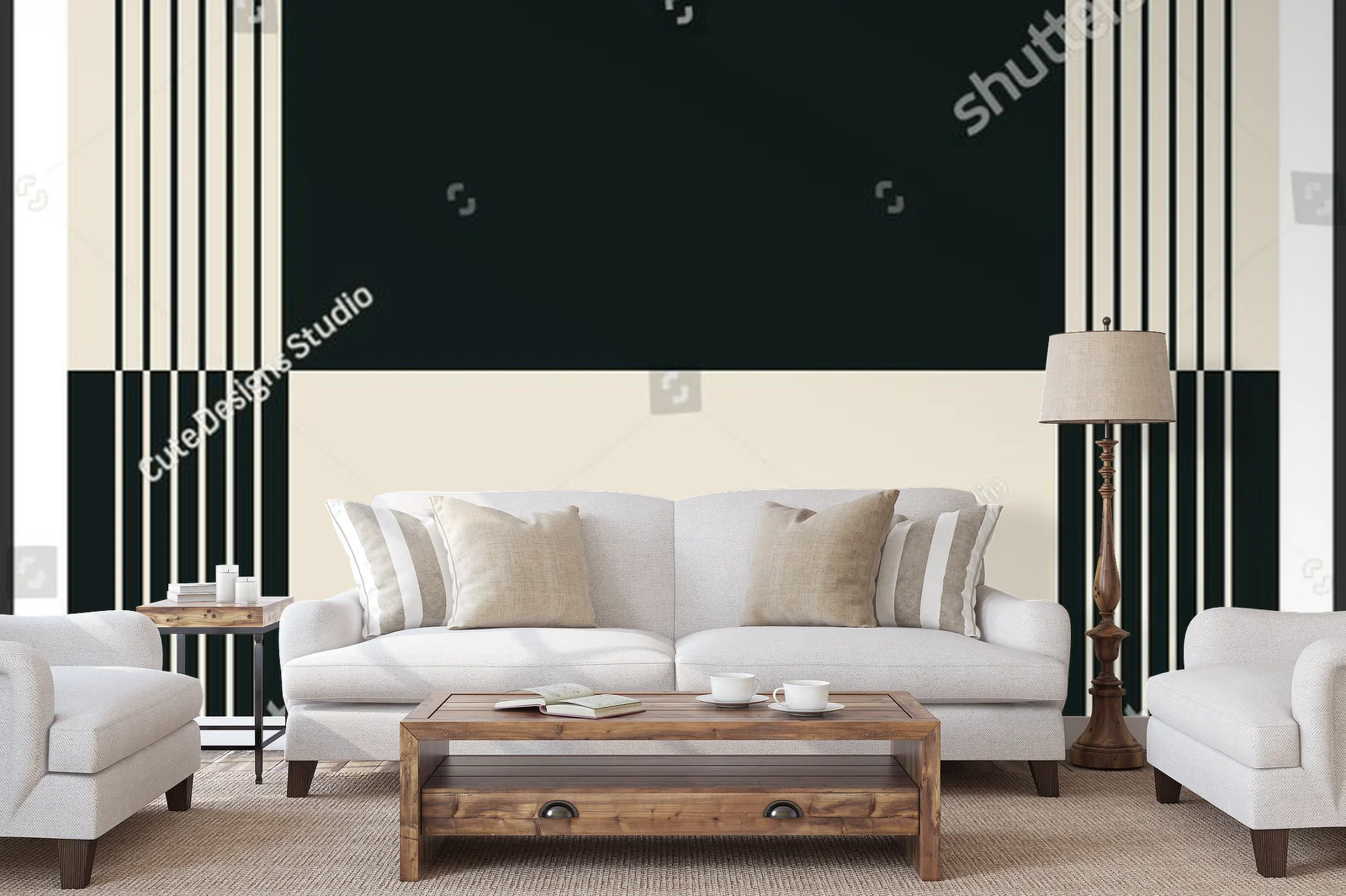 Geometryczny styl lat 20-tych w monochromatycznej aranżacji