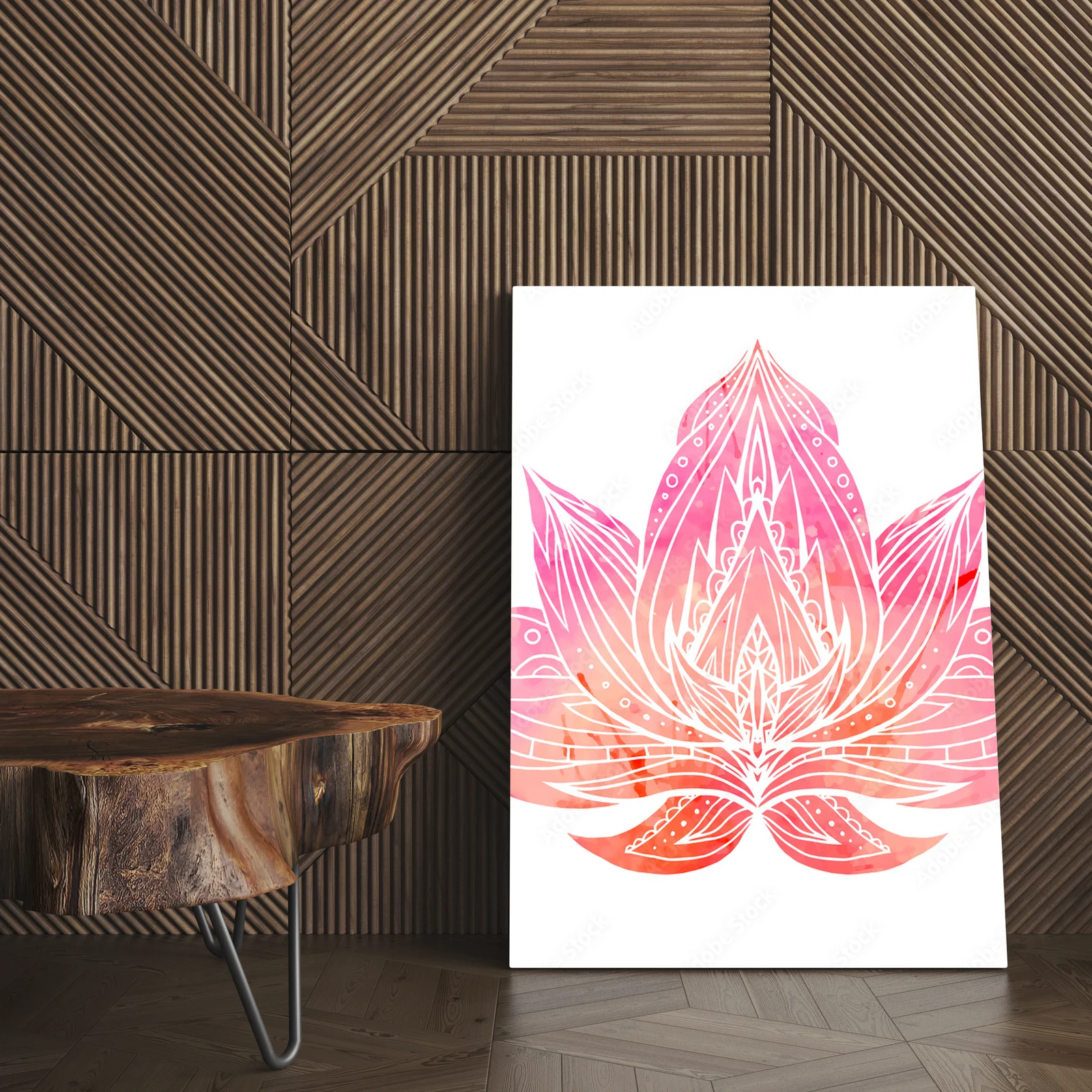 Kolorowy Lotus z boho akcentem na wodnym tle
