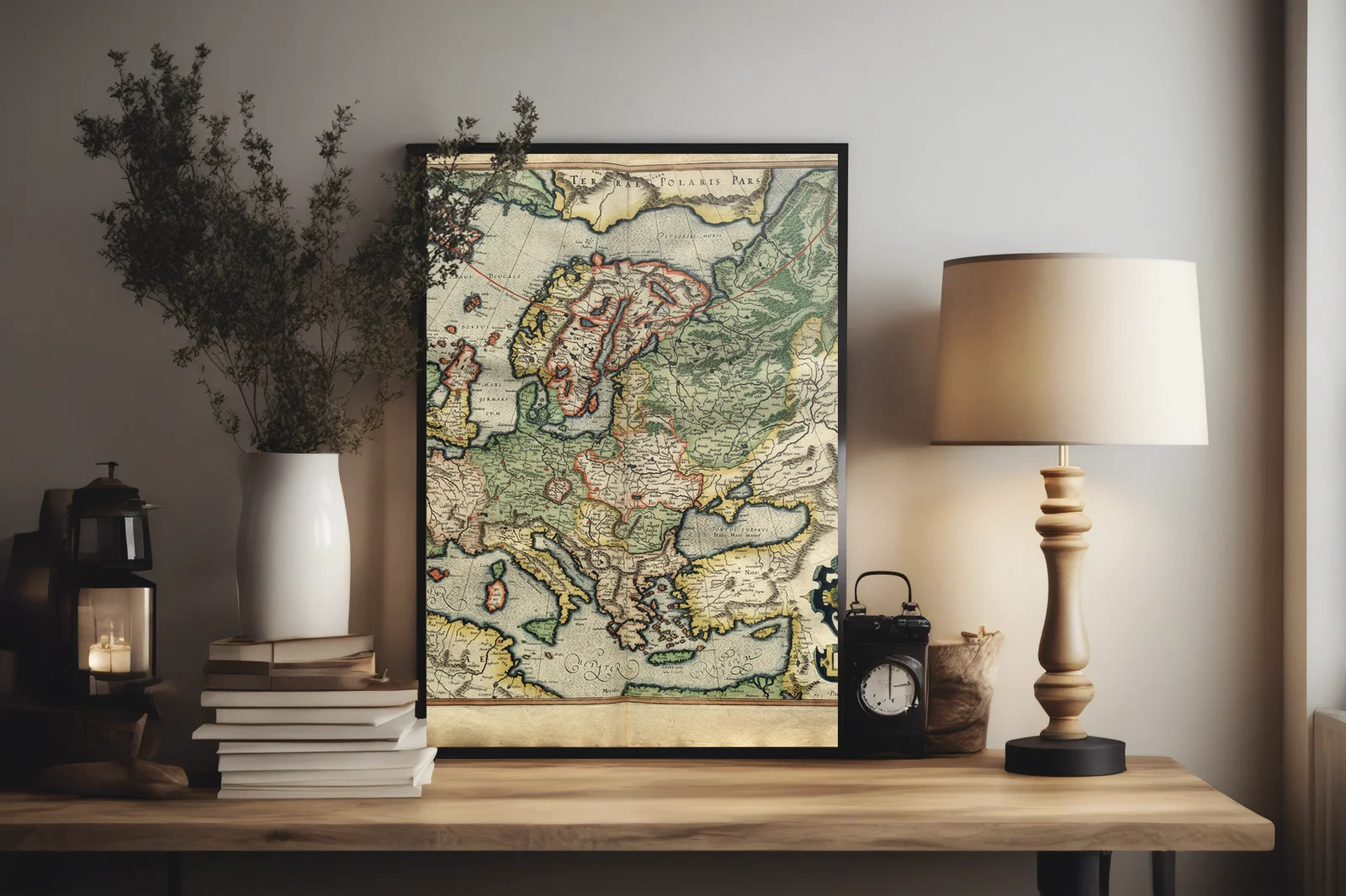 Antyczna mapa Europy w odcieniach piasku
