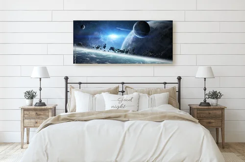 Świt nad planetami w kosmicznej otchłani
