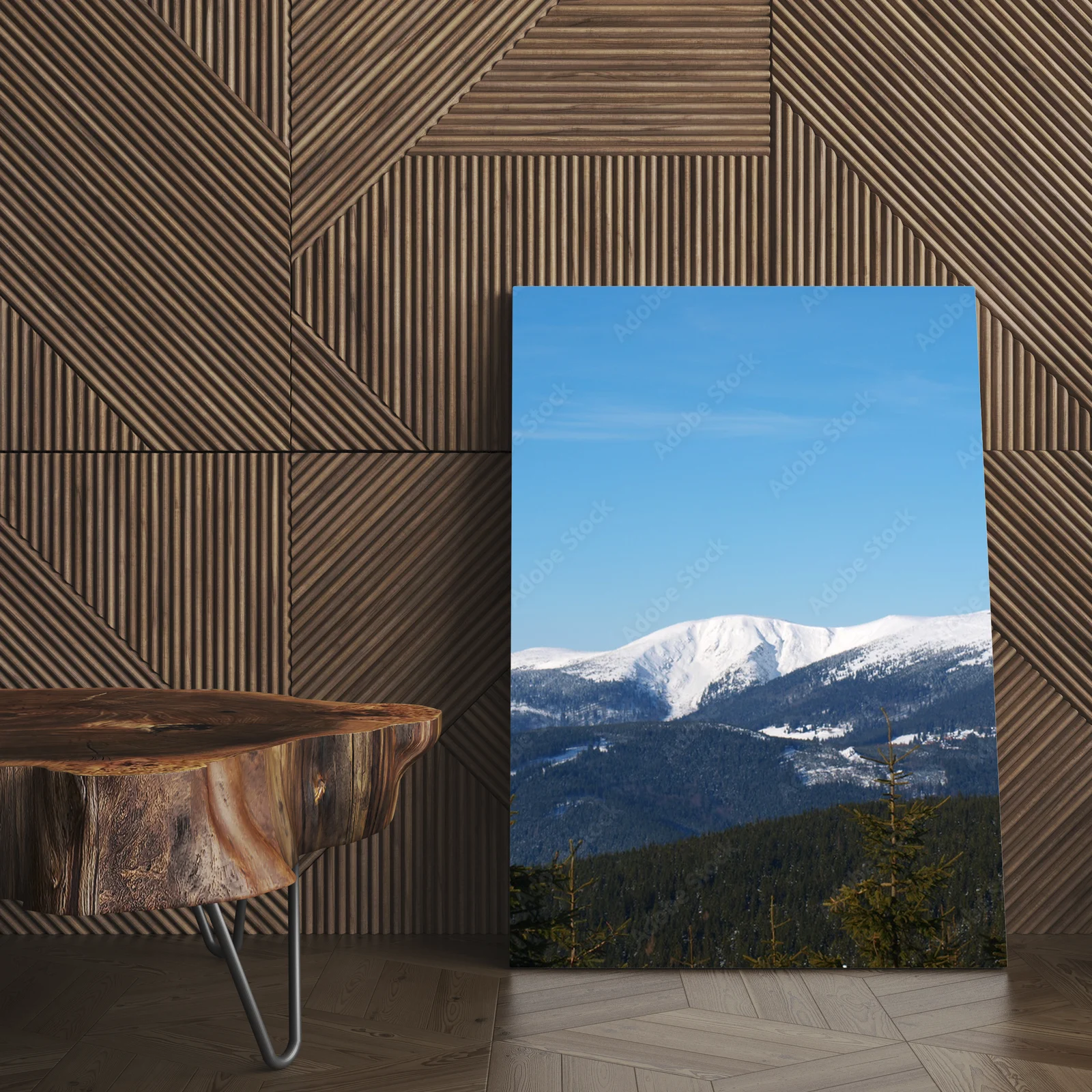 Zimowa panorama Karkonoszy w błękicie