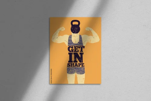 Typograficzny design z siłaczem w retro stylu