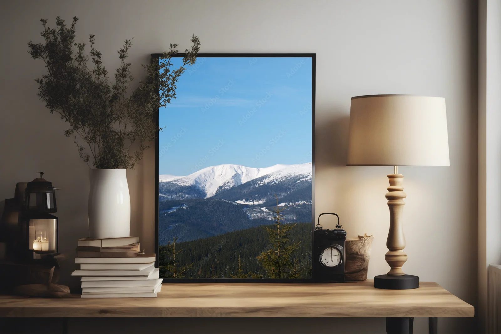 Zimowa panorama Karkonoszy w błękicie