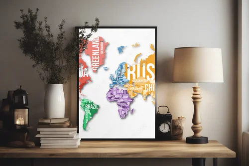 Szczegółowa mapa świata w eleganckich odcieniach