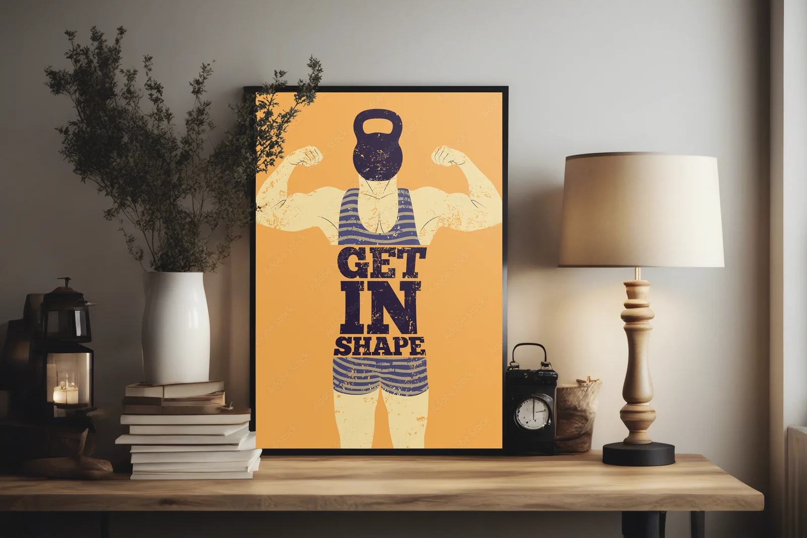 Typograficzny design z siłaczem w retro stylu