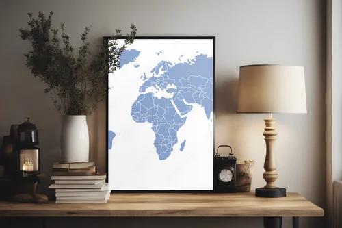 Stylowa mapa świata w stonowanej kolorystyce