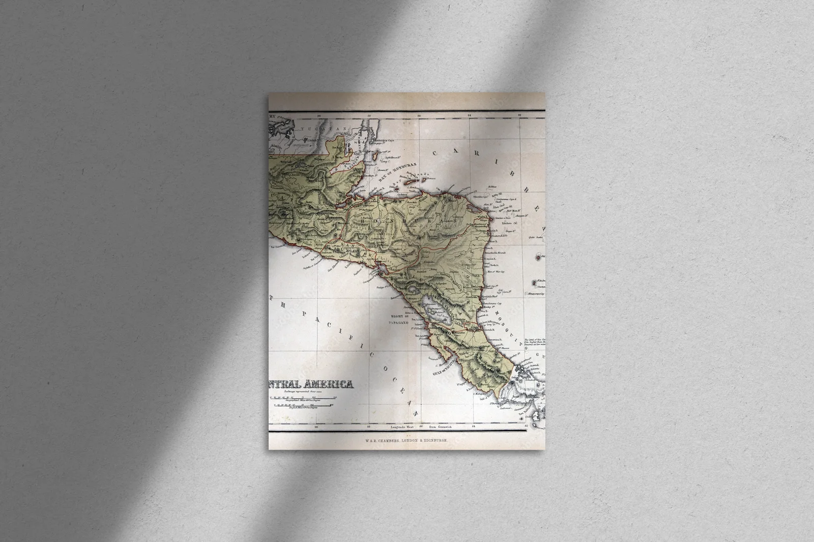 Nostalgiczna mapa Centralnej Ameryki z 1870 roku