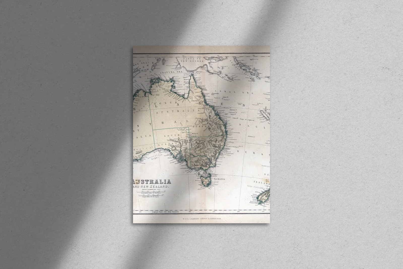 Urokliwa stara mapa Australii i Nowej Zelandii