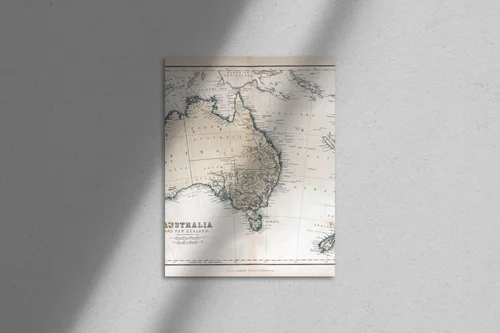 Urokliwa stara mapa Australii i Nowej Zelandii
