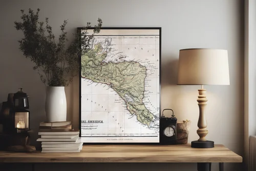 Nostalgiczna mapa Centralnej Ameryki z 1870 roku