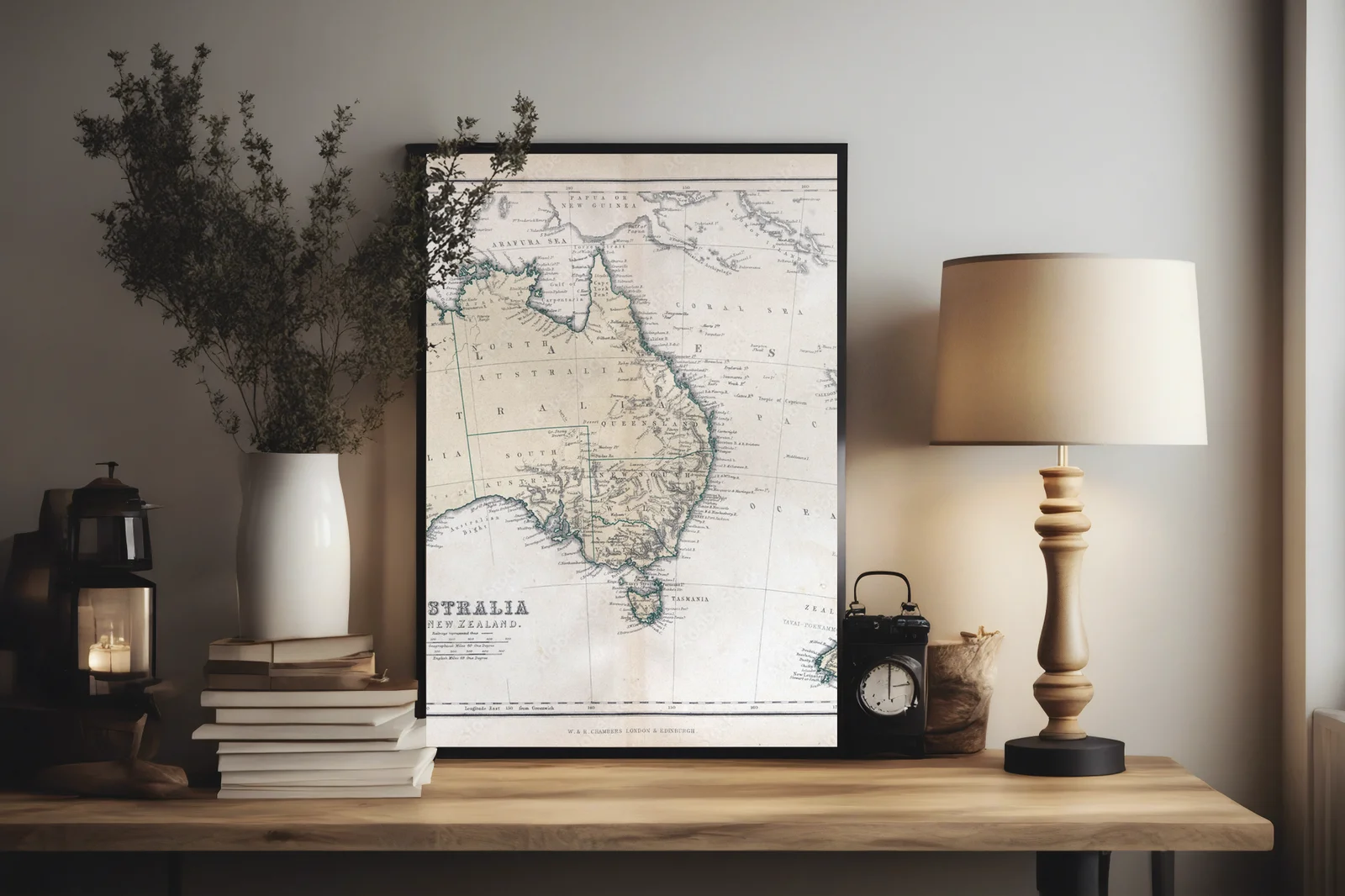 Urokliwa stara mapa Australii i Nowej Zelandii