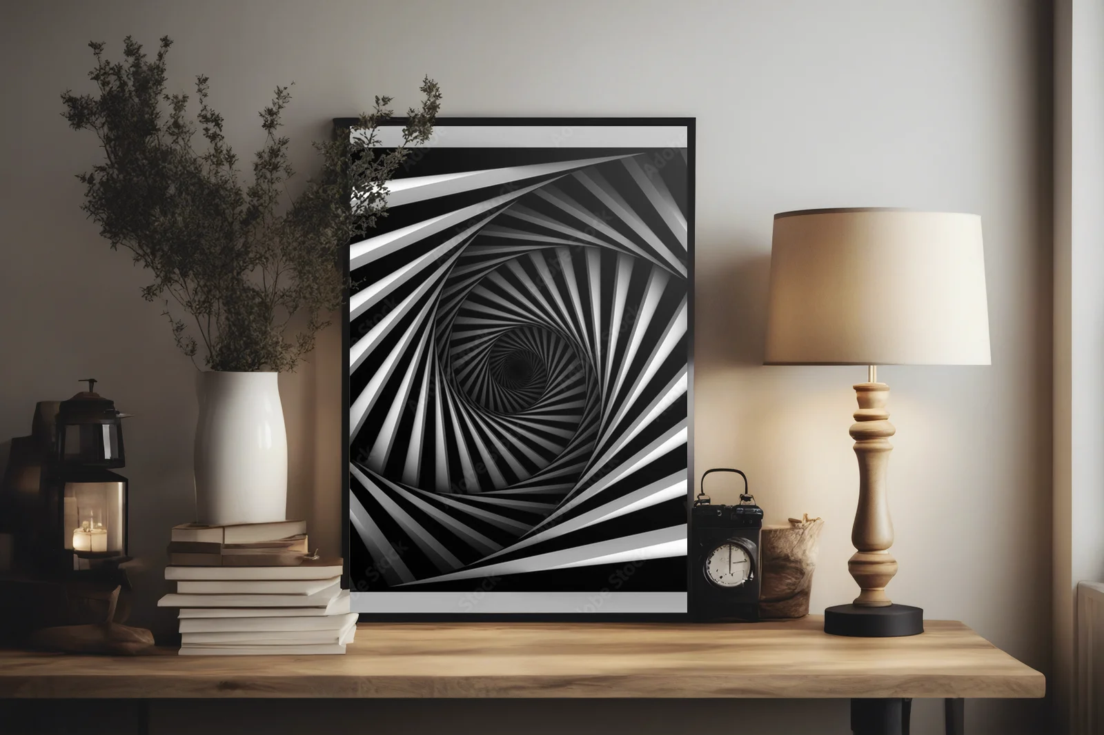 Harmonia spiralnych kształtów w monochromatycznej palecie