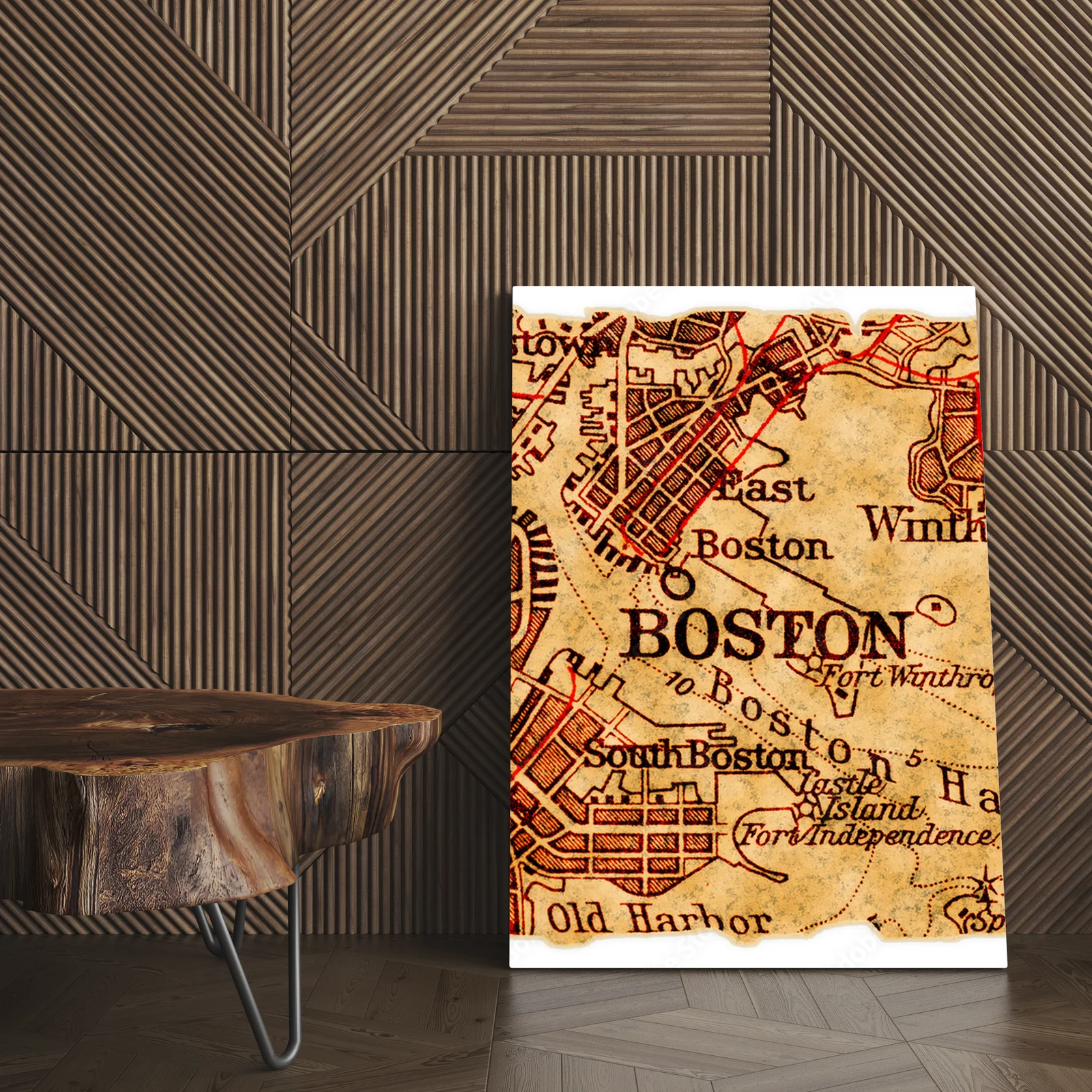 Stara mapa Bostonu w eleganckim wydaniu